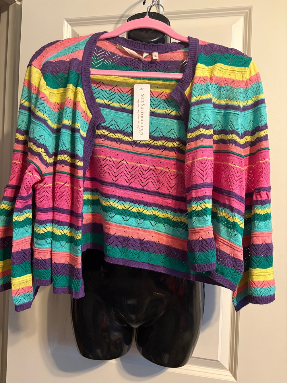 Soft Surroundings Women's Striped Open Cardigan Sweater - Multicolor